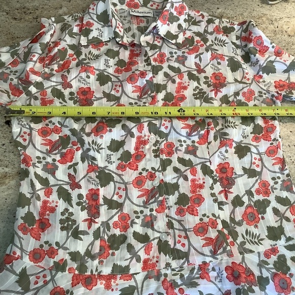 Floral Button Down Cotton Shirt Size Large Millenium Brand - Picture 9 of 9